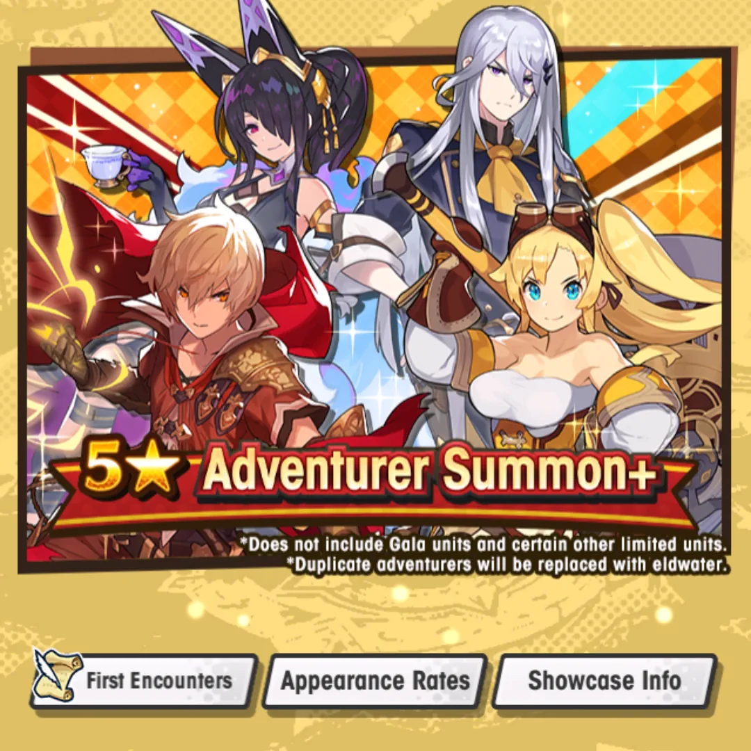 Five-star adventurer summon promotional banner with Albert and Ramona